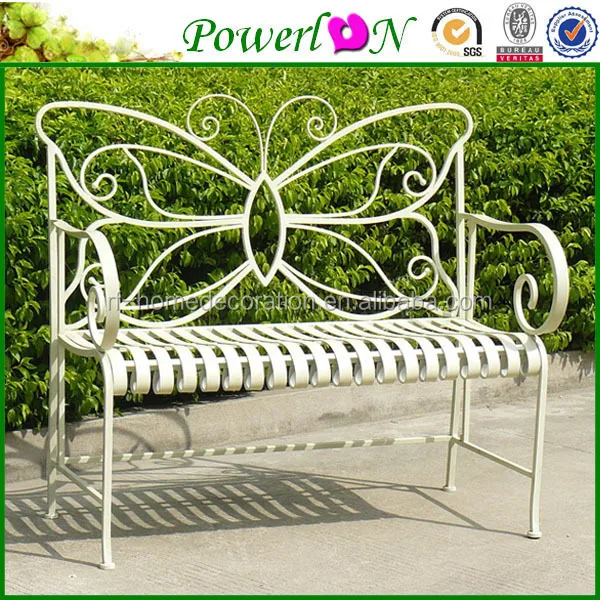 Sale Antique Folding Wrought Iron Butterfly Shape Outdoor Bench