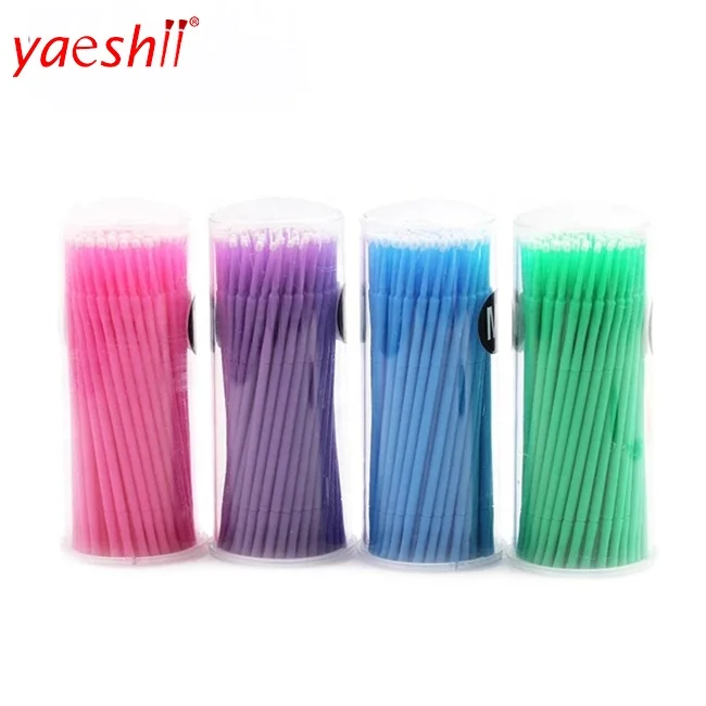 

Yaeshii Eyelash Extension Micro Brushes, 100 Medium 2.0 mm Tip Size Blue Disposable Brush Applicators
