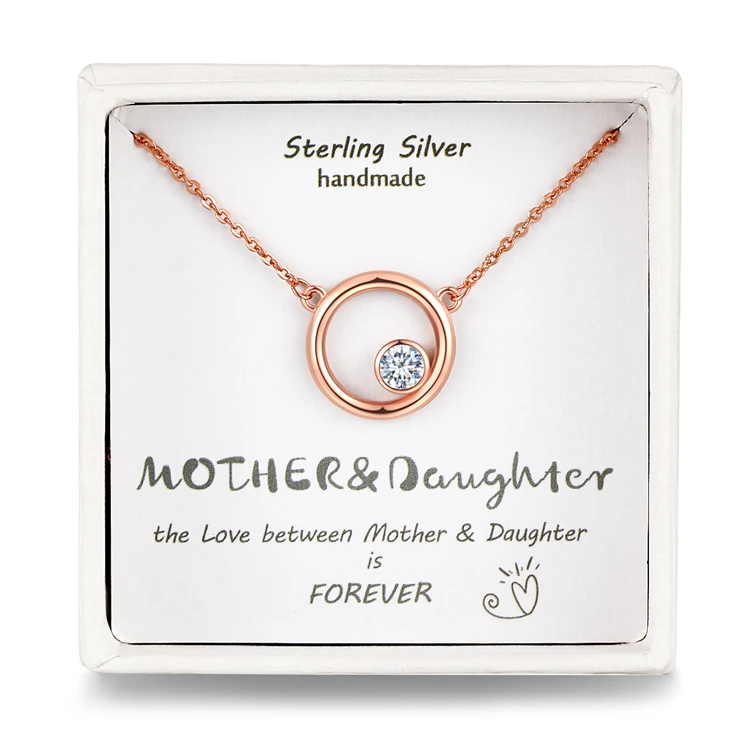 

Qings Mother Daughter Necklace 925 Sterling Silver Rose Gold Plated Mother BabyNecklace For Mother's Day Gift