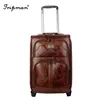 New High Quality Large Capacity 20'' 24'' Zipper Closure Customized Mens Vintage Style Pu Leather Suitcase Trolley