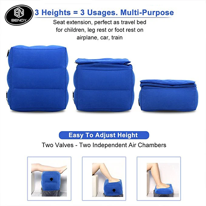 Amazon Height Adjustable Inflatable Airplane Travel Foot Rest Pillow