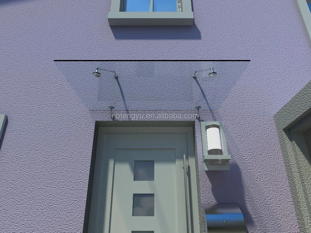 Frameless Glass Canopy Stainless Steel Over Door Porch Balcony Shelter
