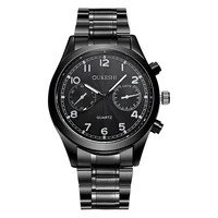 

2019 Luxury brand Fashion Stainless Steel Man Black Wrist Watch with Water Resistence