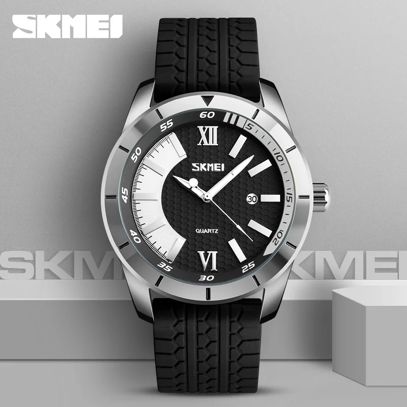 

Skmei 9151 New Design Army Military Men Wrist Watches Classic Black Silicone Strap Date 30m Waterproof Sports Quartz Hand Watch