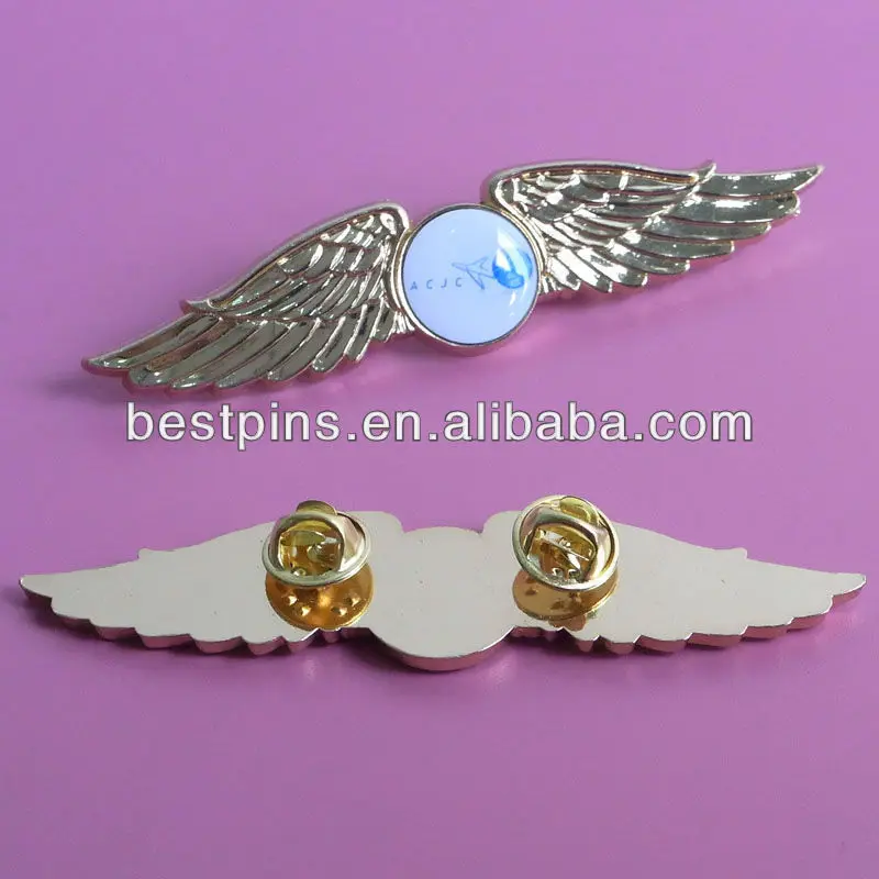 Metal Silver Pilot Wing Pin For Flight Instructor,Custom Airline Wing