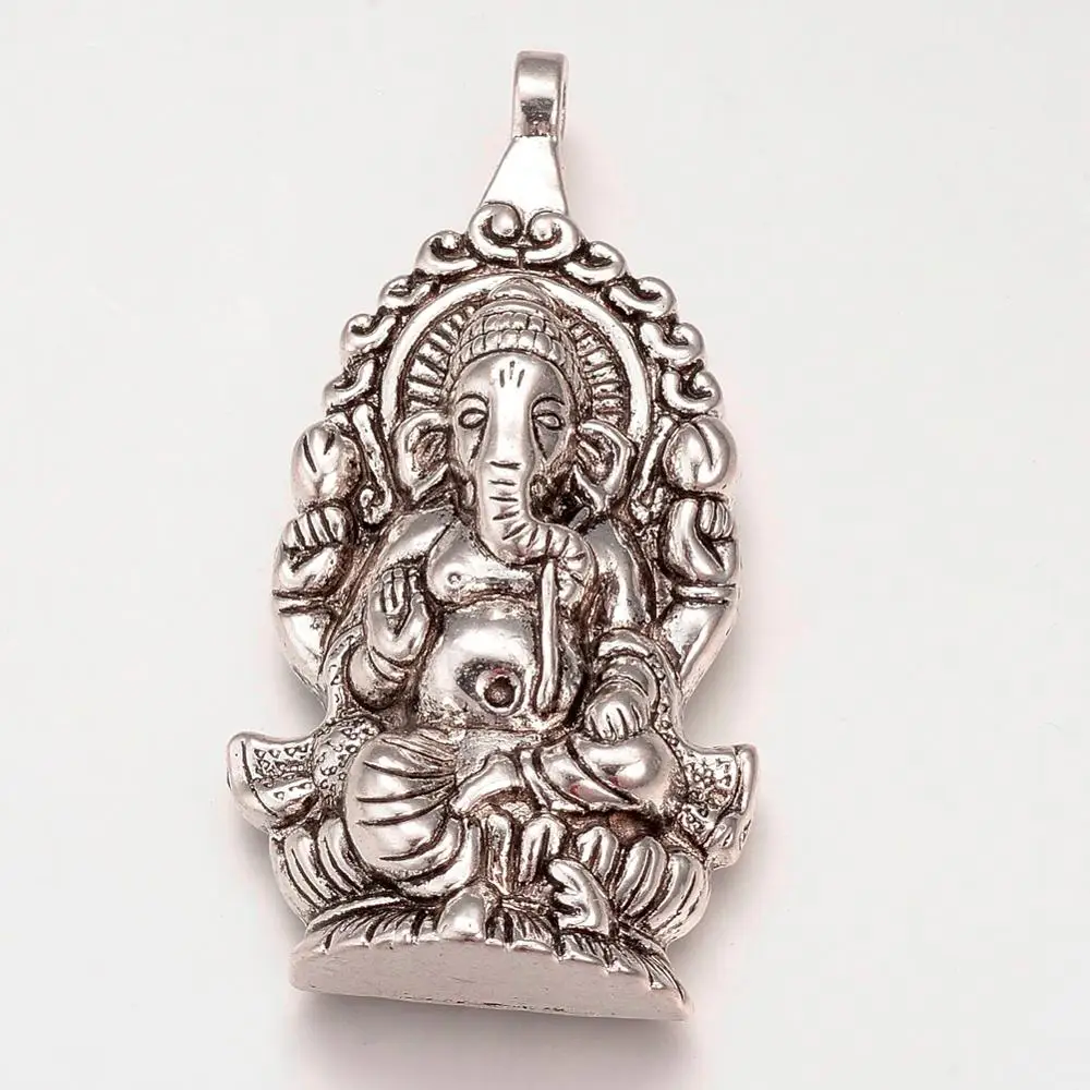 

Pandahall Hindu Elephant God Lord Ganesh Statue Alloy Big Pendant