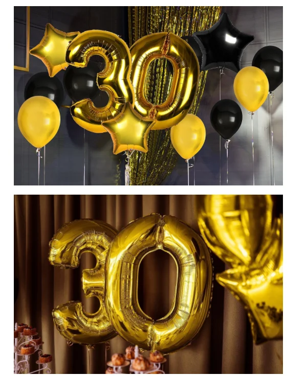 30th Happy Birthday Party Balloons Happy Birthday Banner 30th Gold