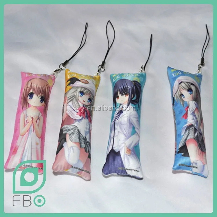 Anime mobile phone cell accessories chain key chain characters mini pillow strap charm custom printed