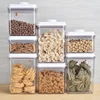 Eco-friendly Airtight Pantry Rice Cereal Food Container 7 Sets Air Tight Plastic Food Storage POP Button Container