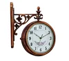 Plastic Wall Clocks Antique Style Double Sided Wood Color Wall Clock