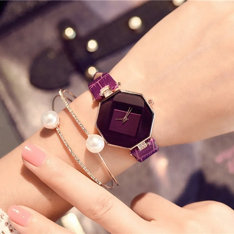 

New Women Fashion Luxury Watch Brand Wristwatch Octagonal Rhombus Casual Bracelet Quartz Watches, 5 colors