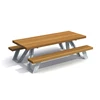 Arlau teak root coffee table, plastic wood tables and chairs outdoors