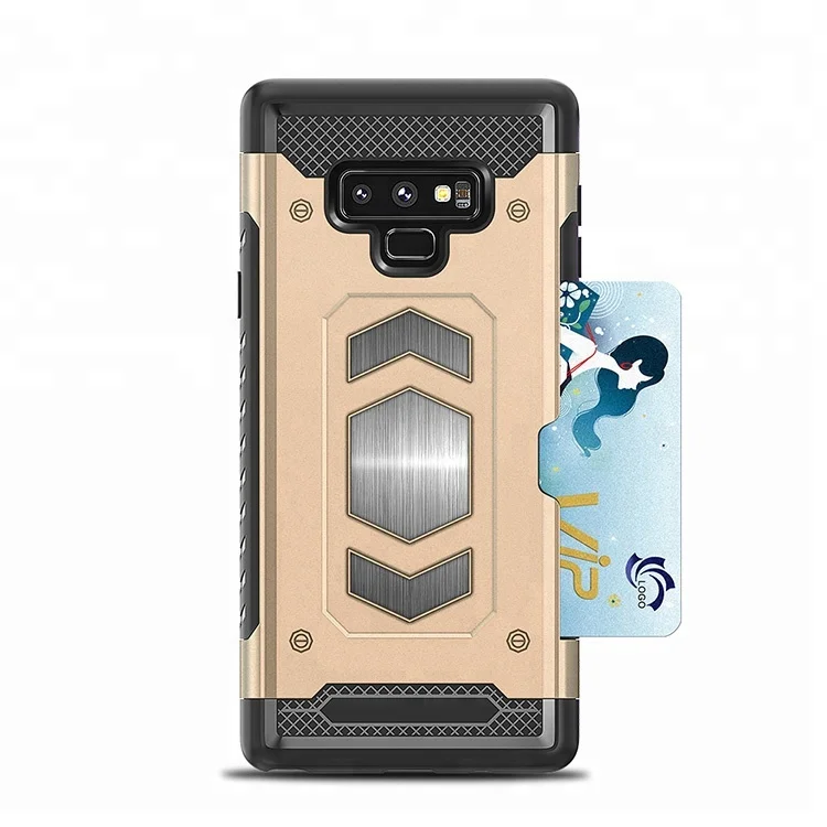 

Free shipping Galaxy Note 9 Case Hybrid Dual Layer Protective Note 9 Case Card Holder Shell Anti-Scratch Hard Defender case