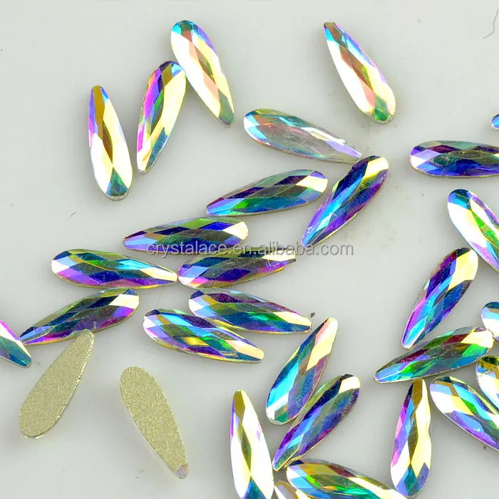 

Free shipping  long water drop crystal AB flat back rhinestones, nail art rhinestone tear drop non hotfix