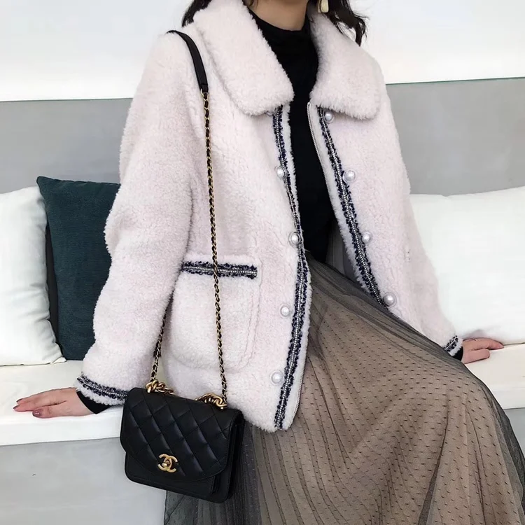 

Fashion 100% Real Sheep Fur Warm women coat ladies wool winter fur coat, Customized color
