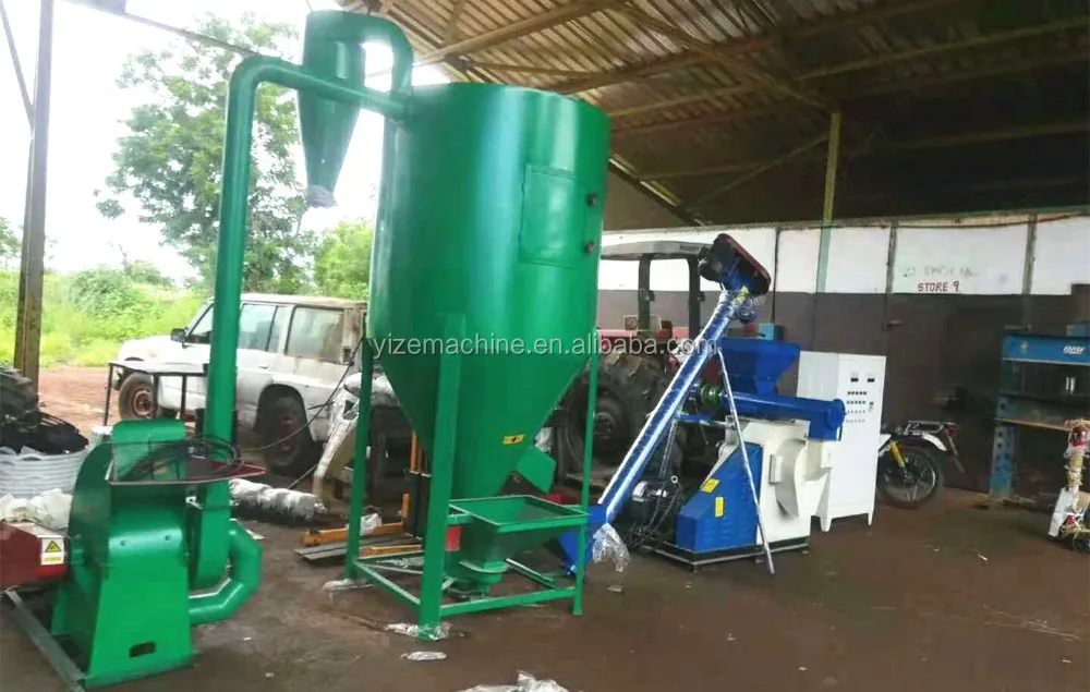 Vertical 1 Ton Stationary Poultry Animal Cattle Feed Grinder Mixer