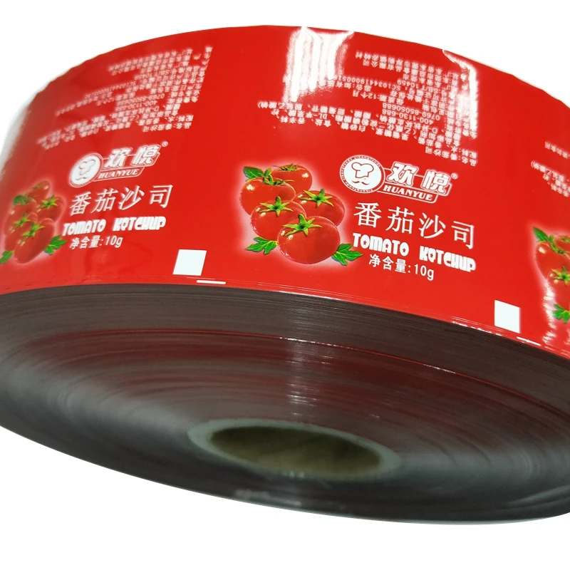 
High precision top grade moderate price aseptic food packaging plastic roll film sachet film roll for tomato paste 