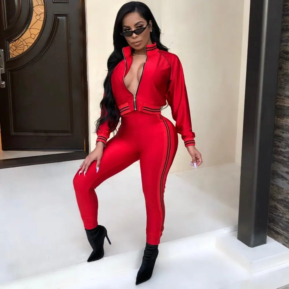 

Sexy ladies plain two piece jogging suit