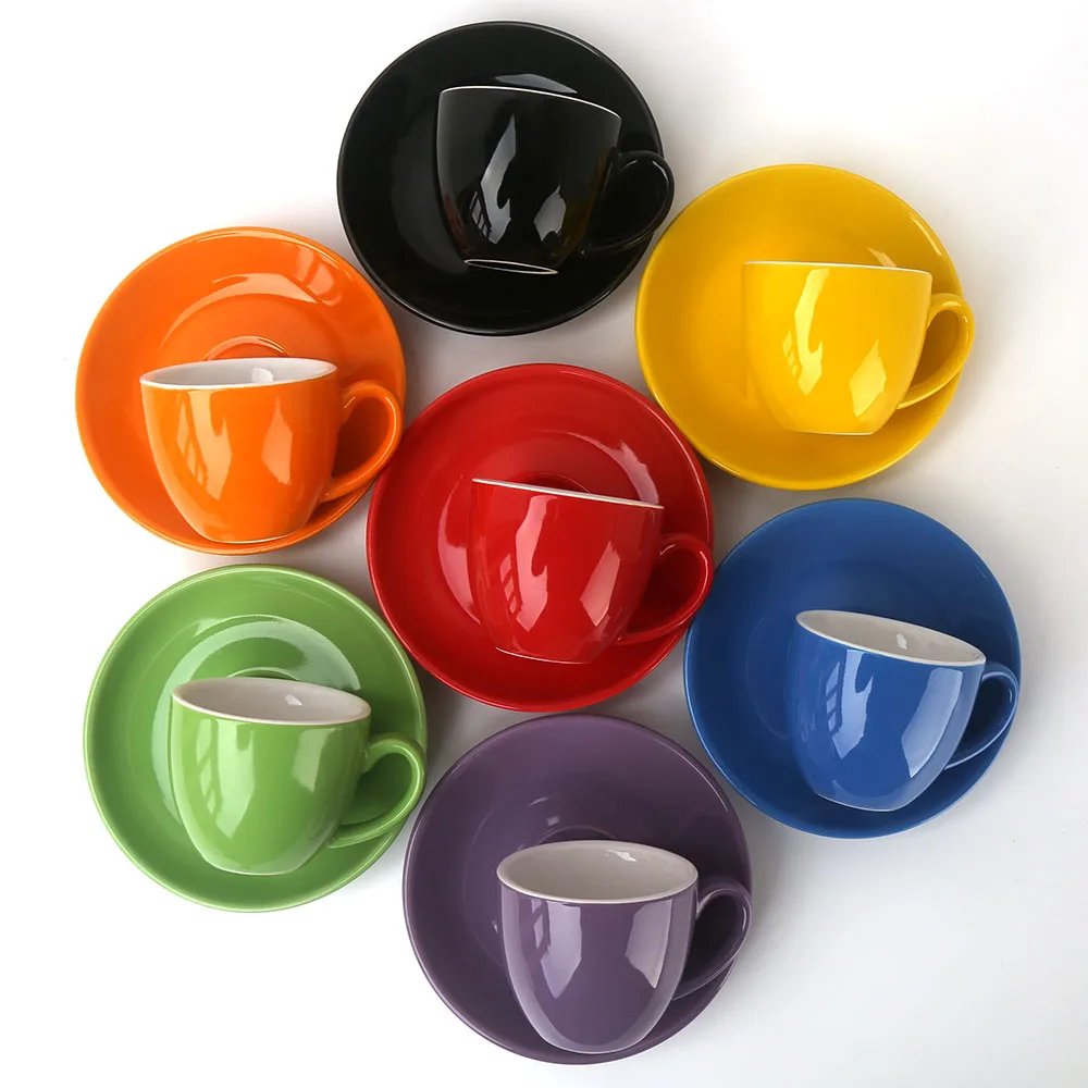 

100ml High Quality Color Glazed Ceramic Stoneware Coffee Tea Cups and Saucers Sets