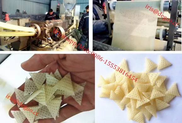 Crispy continuous fry wheat corn chip pellet snack food making extruder machine/production line equipment China factory