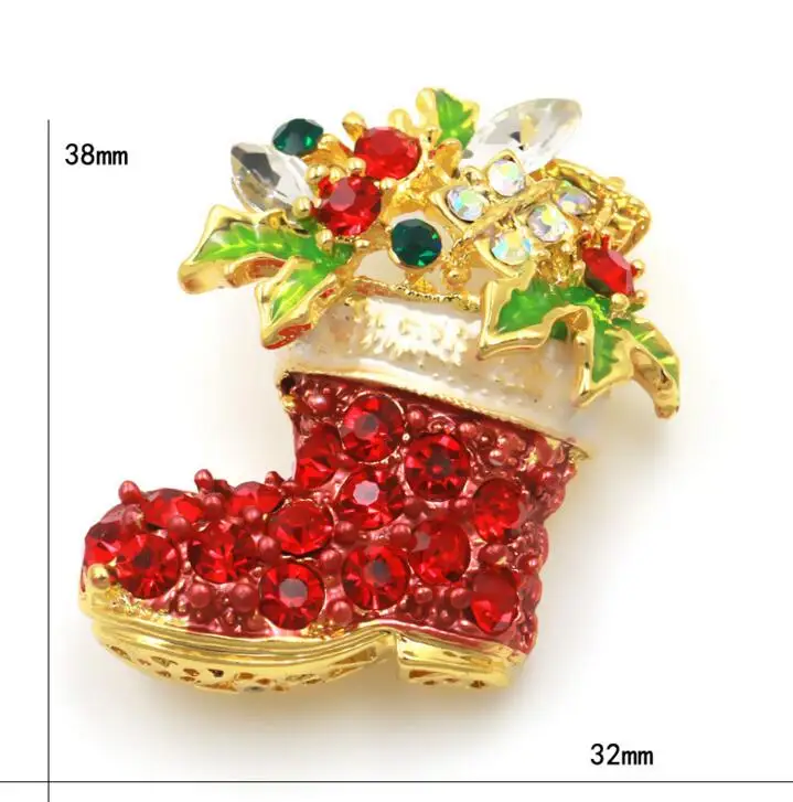 

New Fashion Custom Fancy Christmas Socks Enamel Alloy Brooches
