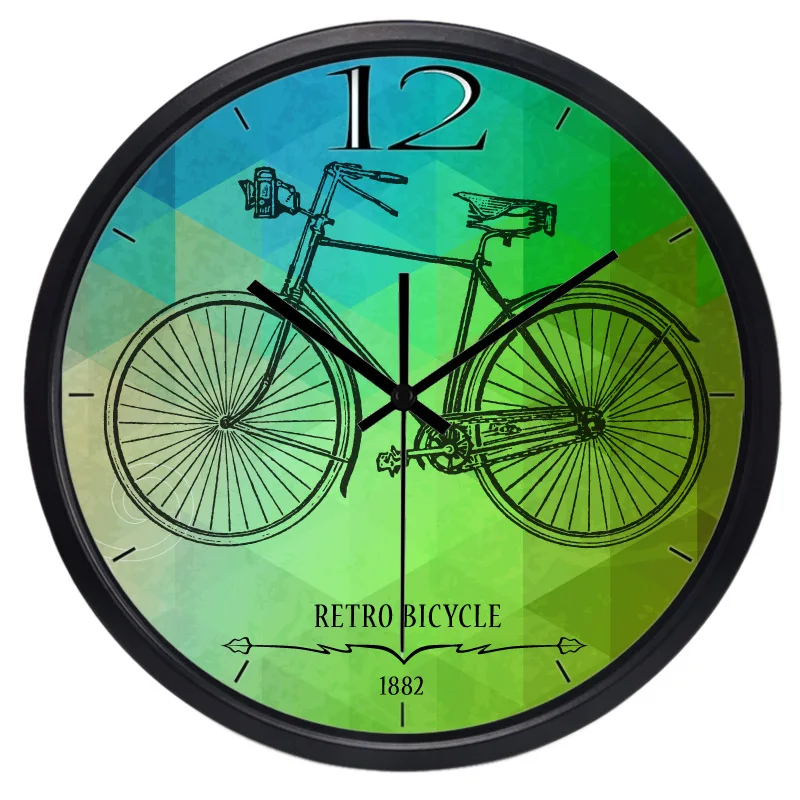 American Vintage Bicycle Wall Clock Retro Bike Design Hanging Watch