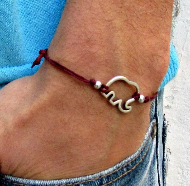 

Zooying Silver Elephant Men's Bracelet, Red
