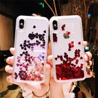 

Luxury Love Heart Dynamic Liquid Quicksand Sequins Phone Case Soft TPU Frame Back Cover for iphone 11