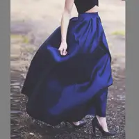 

Fashion new model satin high waist candy color woman girls long maxi skirt