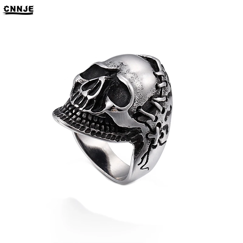 

Wholesale Jewelry Stainless Steel Silver Skull Gothic Ring For Men