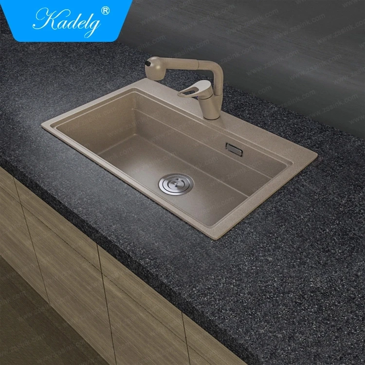 Modern Single Bowl Undermount Rectangular Granite Black Kitchen Sink