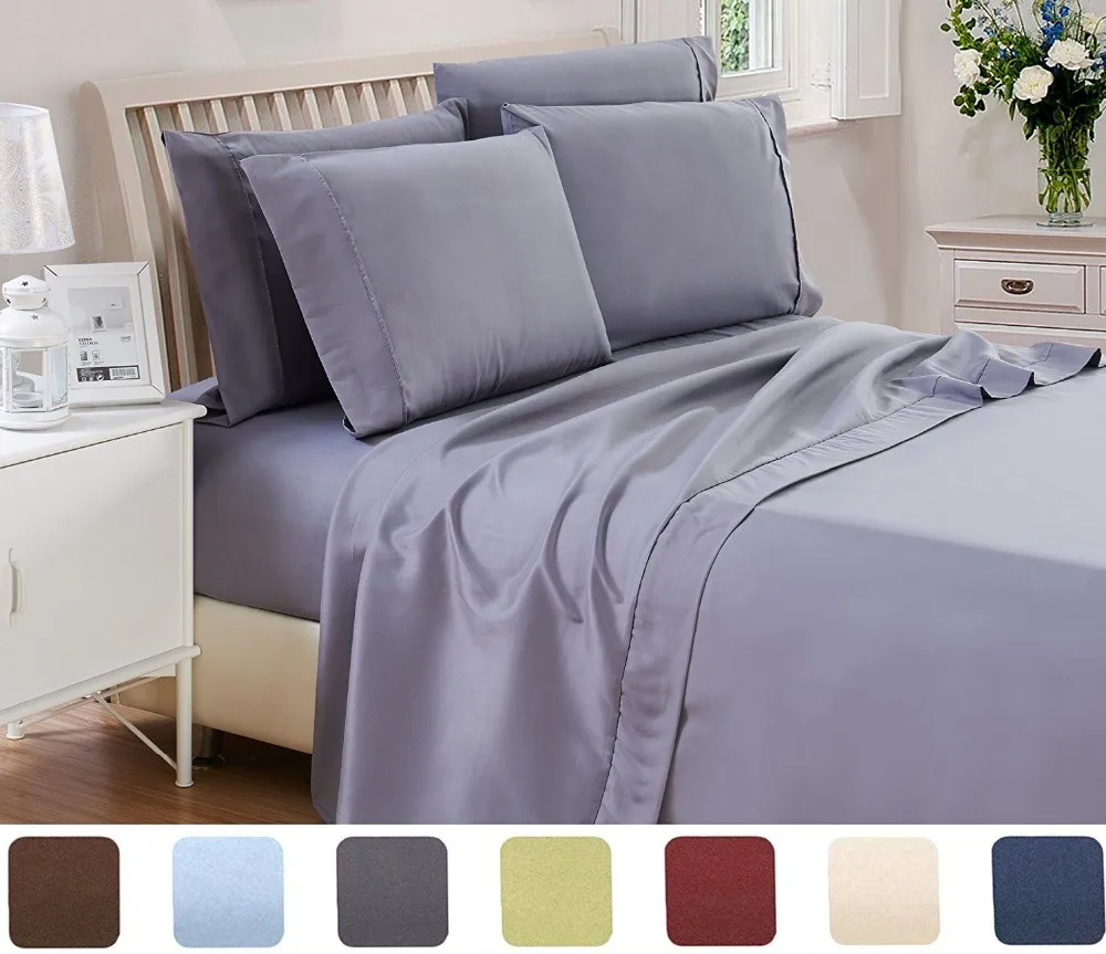 40 Bamboo 60 Cotton Percale Plain No Pilling Bed Sheet Set Buy