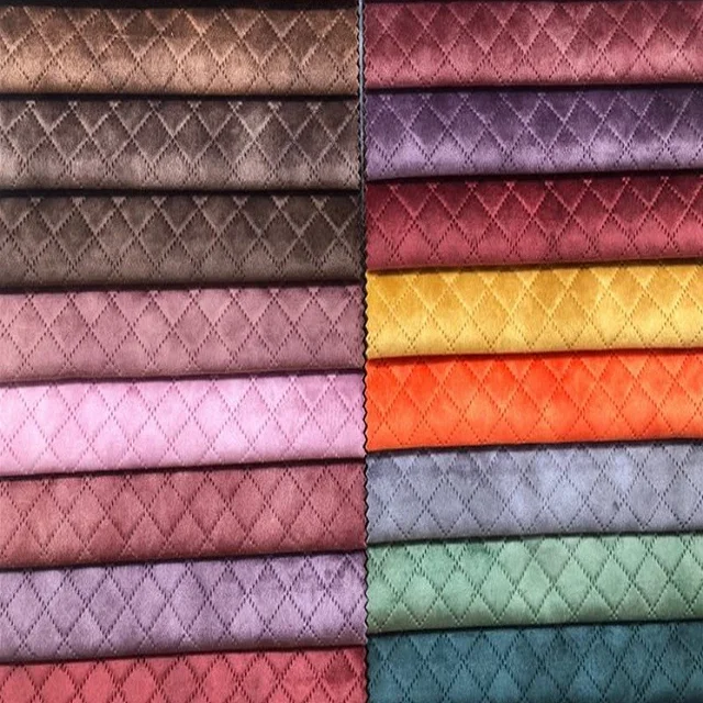 中国直接工厂 100% 聚酯室内装饰绗缝天鹅绒面料沙发服装