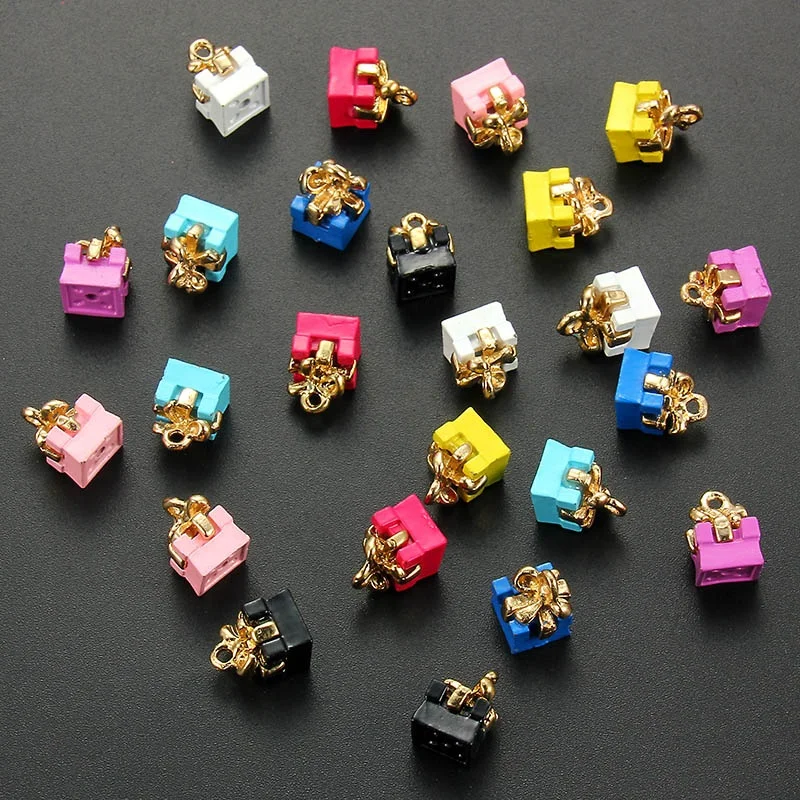 

High Quality Fashion Enamels Charms Gift Small gift box Alloy Pendant Bracelet Necklace Jewelry Accessories DIY Craft