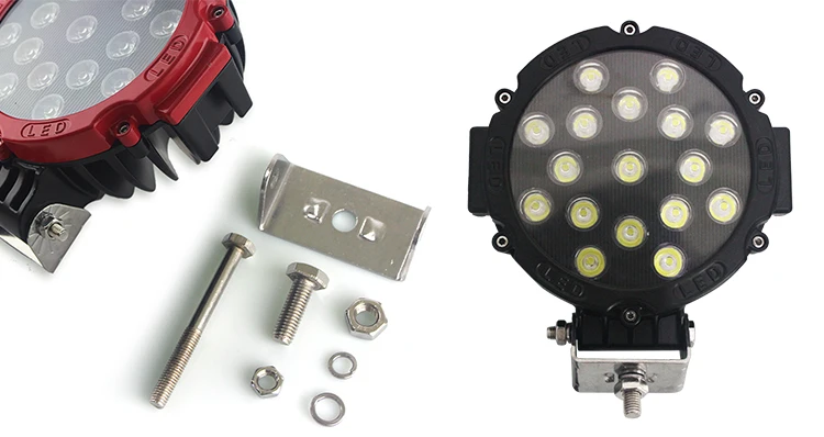 7in 51w LED Power Light Work Light - Round - 4100lm - Spot Flood - for ATV Jeeps Wrangler 4x4 Rv Trailer Fishing Boat Tractor