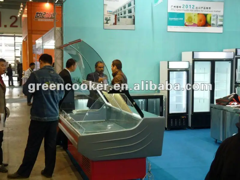 Lift up curved glass deli/fresh food commercial refrigerator