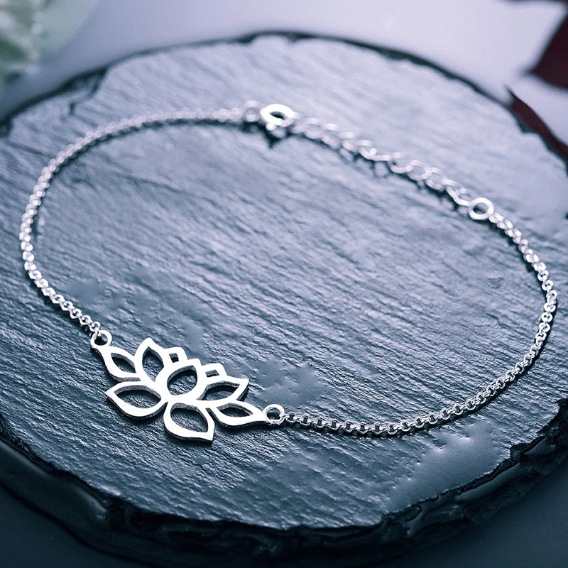 Designer Lotus Flower 925 sterling silver bracelet