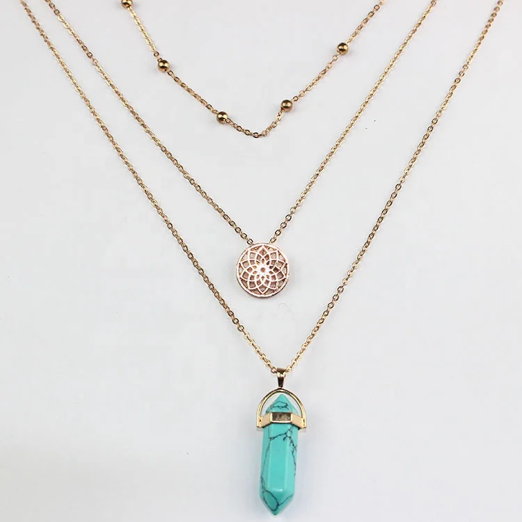 

Women Fashion Party Jewelry Boho Style Pendants Multi Layer Choker Necklaces, Can do any color according the color chart