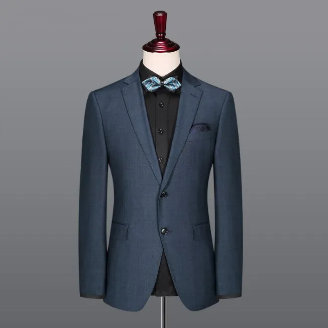 

Custom made clothing manufacturers 50%wool casual blazer slim fit high quality pant coat design men wedding suits pictures, Blue