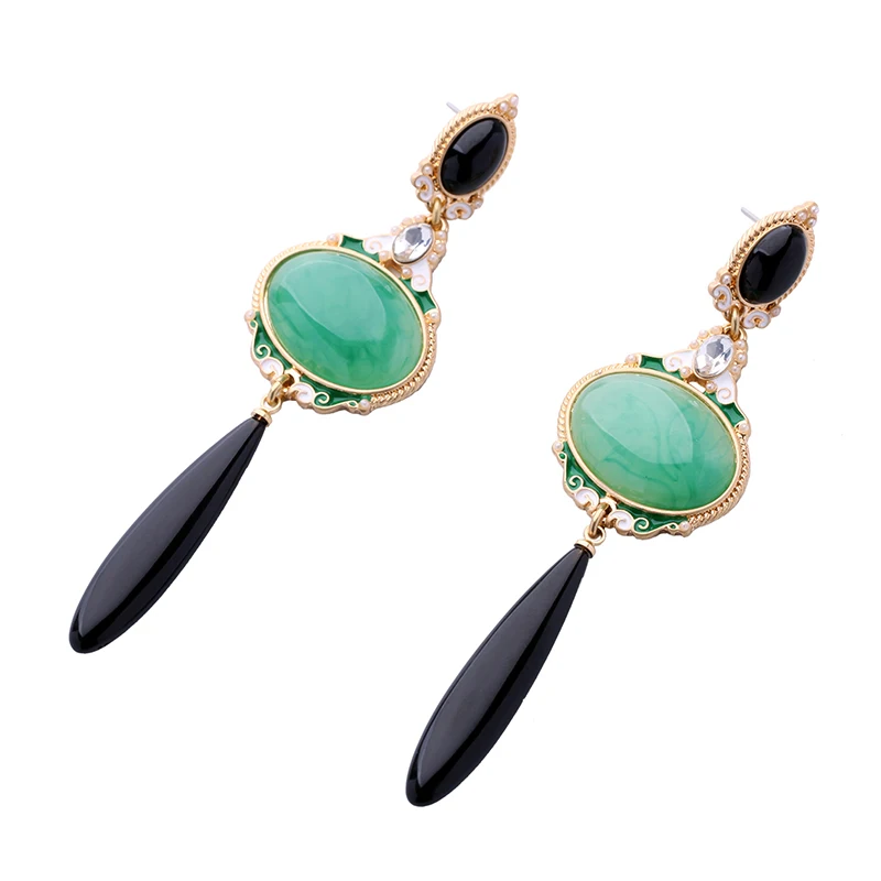 

ed00740b Born Pretty Resin Jewelry Palace Imperial Green Earrings Vintage, N/a