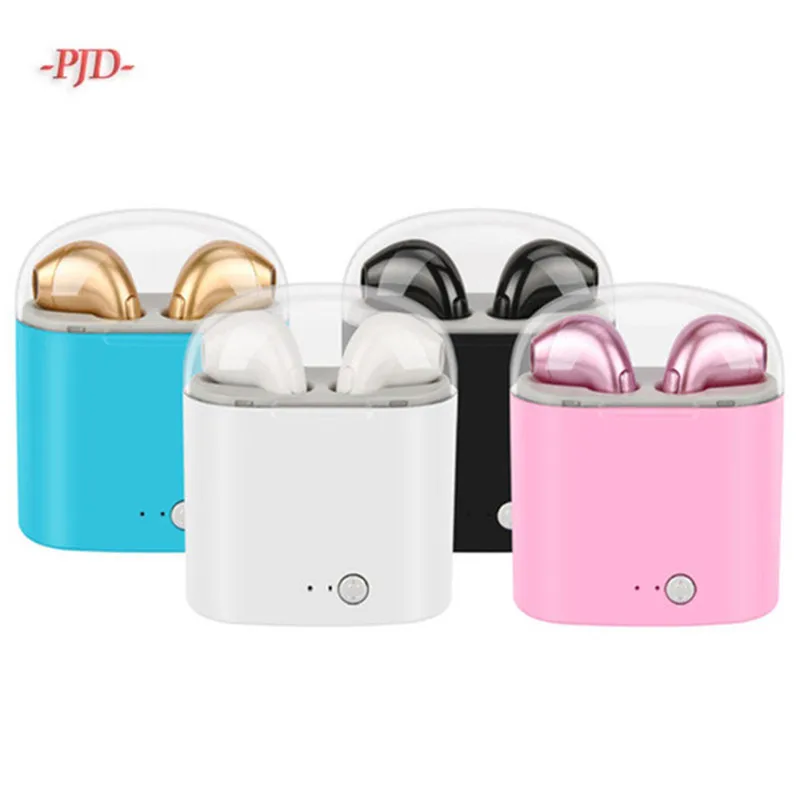 

I7S TWS Wireless Earphones Mini In Ear Headsets Stereo Crystal Auricular Earbuds with Charging Box and Mic for iPhone 6 7 8