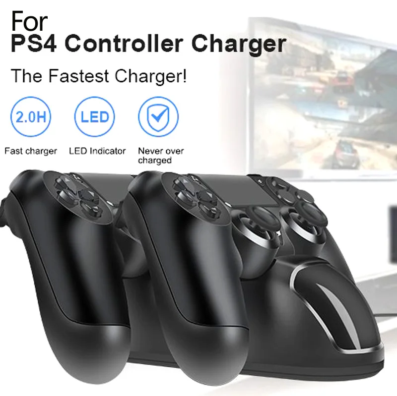 LINGLONGAN Charger Station for PS4 Controller Stable Durable Charge 2 Playstation 4 Controllers Simultaneously Charging Dock for PS4 Controller 