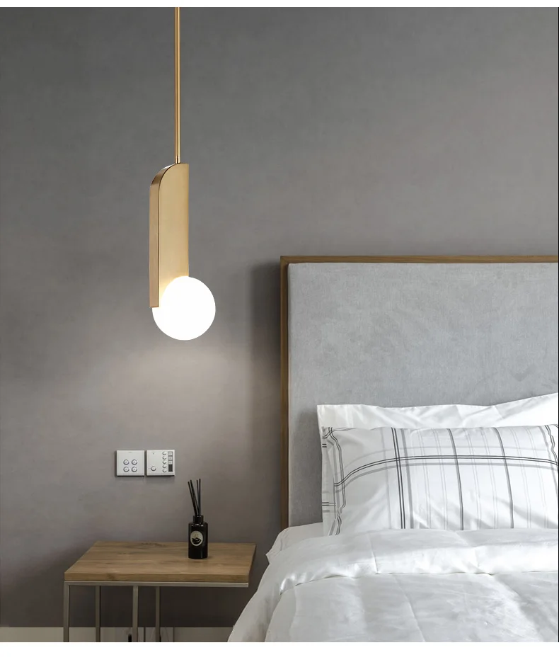 Nordic modern minimalist living room dining room bedroom study creative milk white glass ball gold-plated decorative chandelier