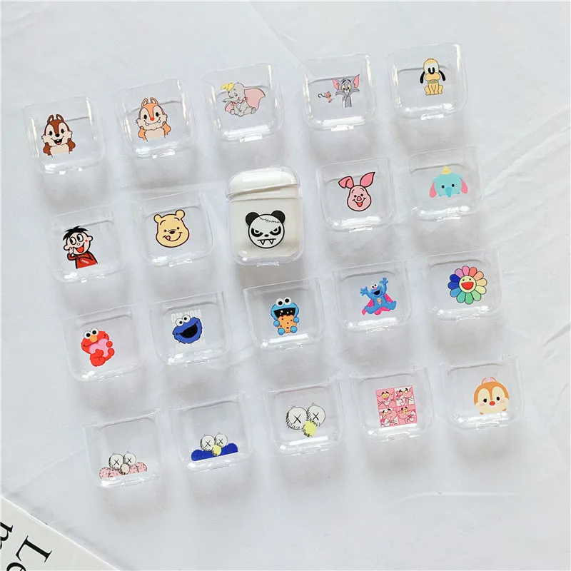 

Factory Price Cartoon Fashion Clear PC Hard Case Cover For Airpods Pattern Transparent Earphone Cover For Airpods Case, Many colors as pictures show
