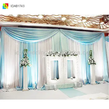 Ida Blue Sheer Fabric Draping Wedding Backdrop Curtain For