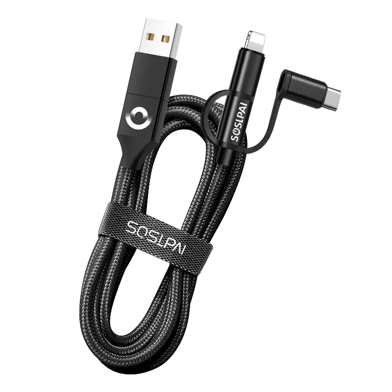 

SOSLPAI hot selling multi charging cable nylon fabric braided 2.1a 5 in 1 usb data cable