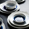 Blue ink printing fancy tableware porcelain dinner sets dinnerware