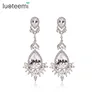 LUOTEEMI Wholesale Luxury Big Szie Sexy Vintage Queen Fancy Waterdrop Cubic Zirconia Heavy Bridal Earrings