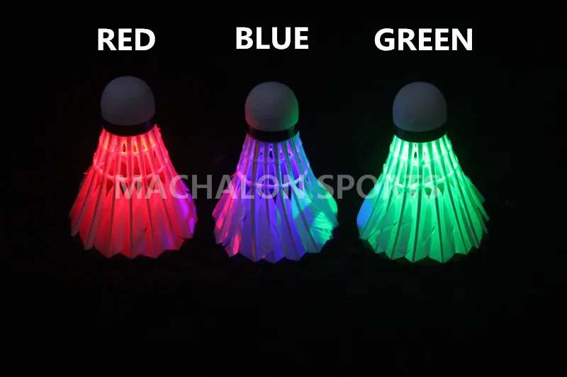 4pcs Colored Plastic LED Luminous Badminton Dark Night Lighting Glow Shuttlecock 