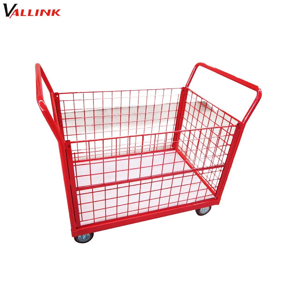 Industrial Metal 4 Wire Mesh Sides Rolling Cage Cart Buy Cage Cart